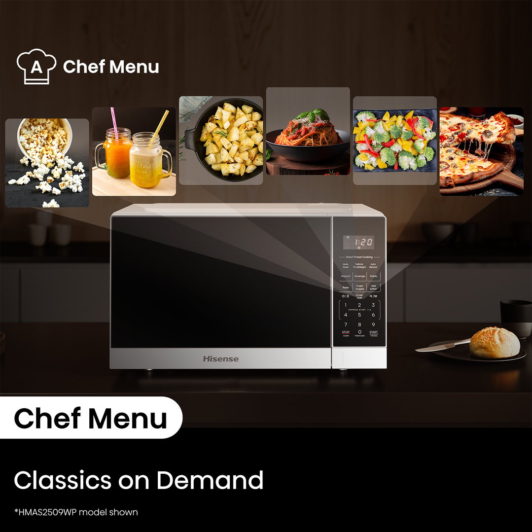 Hisense 25L 900W Countertop Microwave Pearl White HMAS2509WP