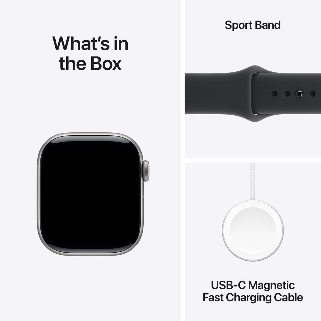 Apple Watch Series 11 42mm Space Grey Aluminium Case GPS Sport Band (M/L) (Black) MEQX4X/A