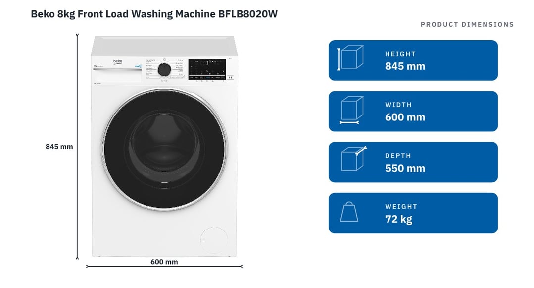 Beko 8kg Front Load Washing Machine BFLB8020W