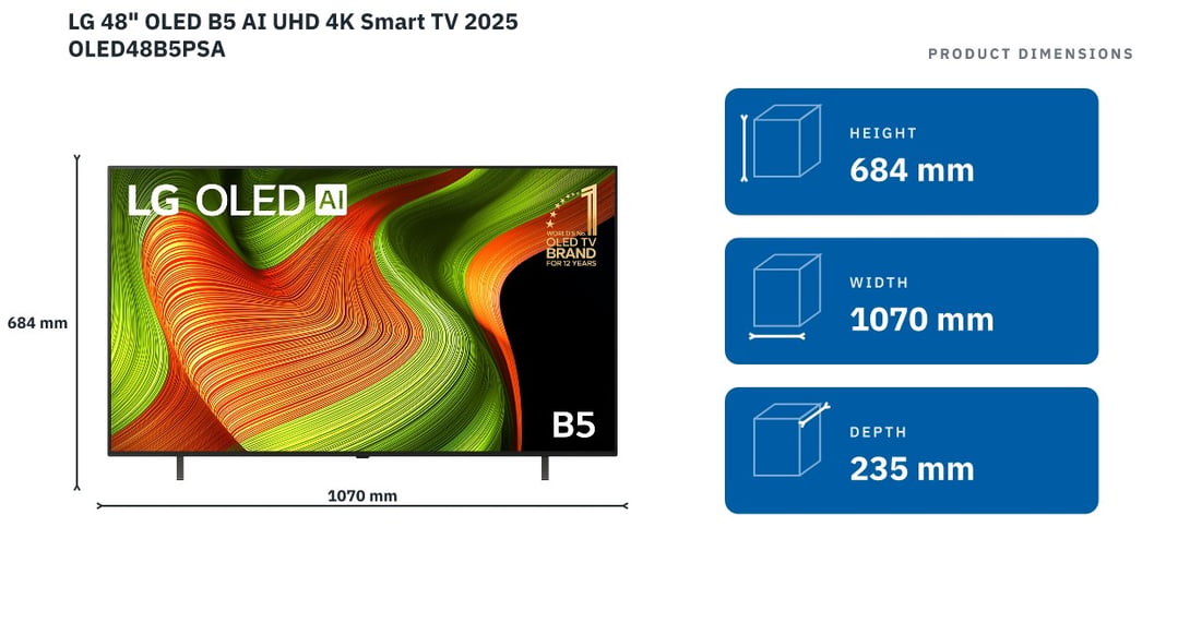 LG 48" OLED B5 AI UHD 4K Smart TV 2025 OLED48B5PSA