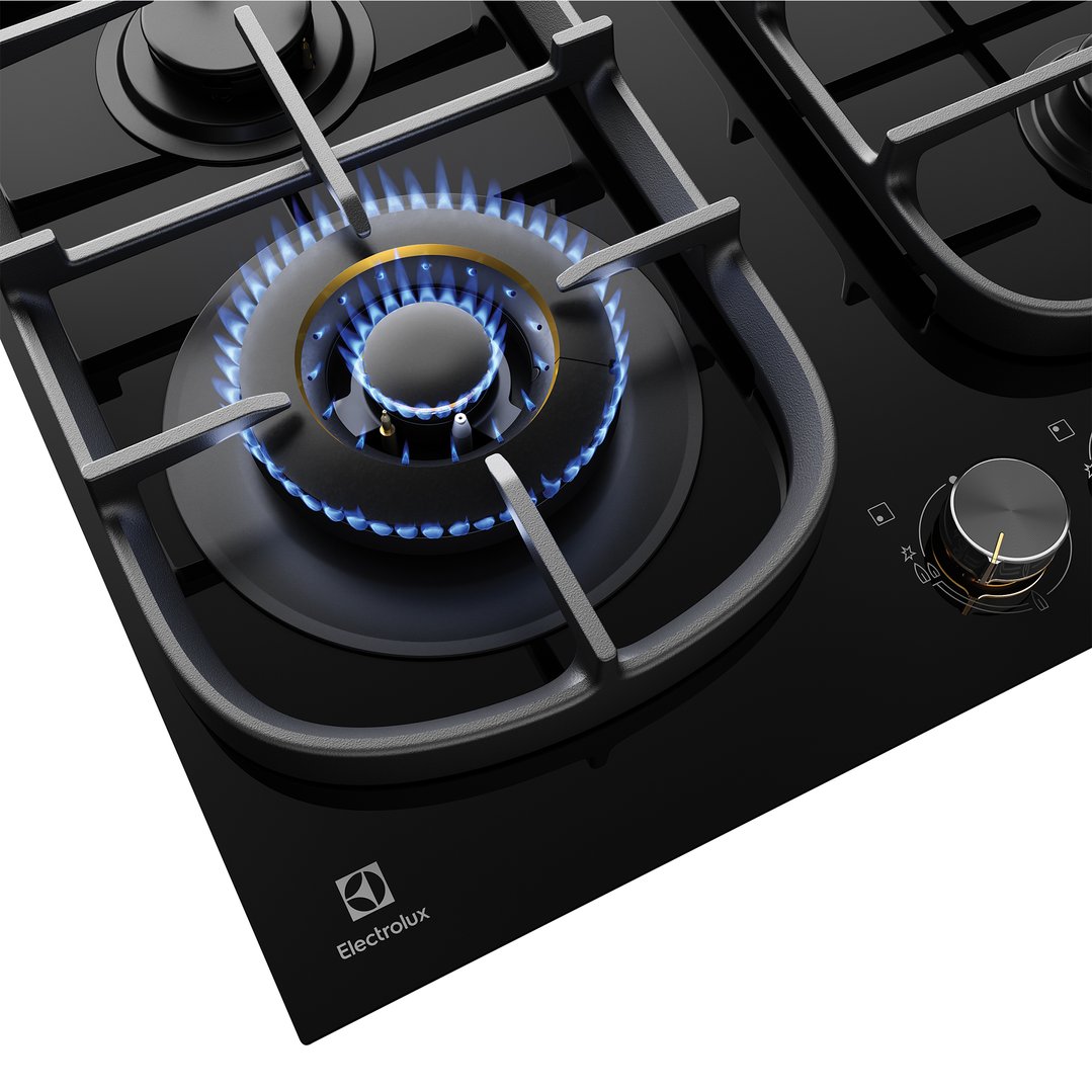 Electrolux 60cm UltimateTaste 500 4 Burner Gas Cooktop Black Ceramic Glass. EHG645BE