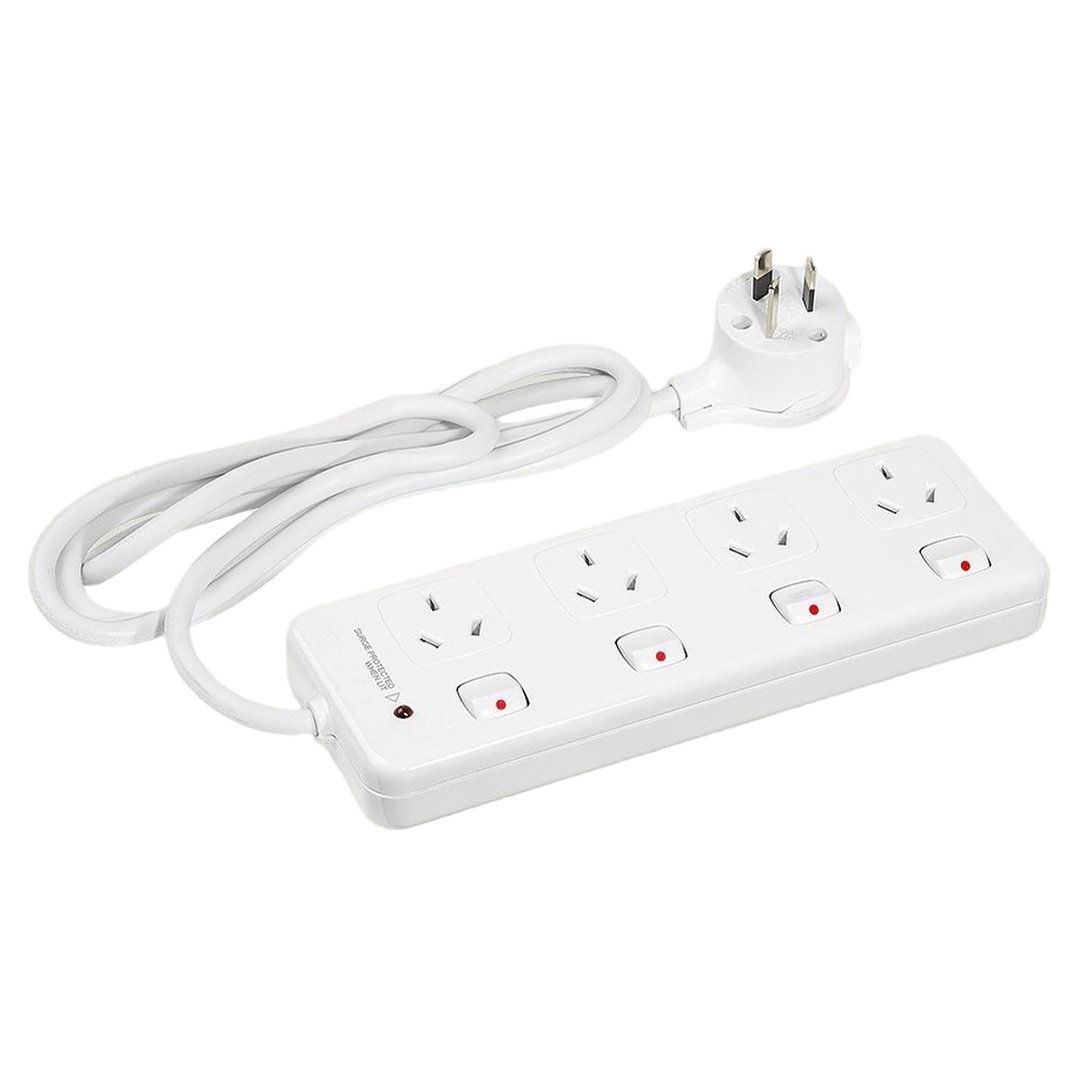 Hpm 4 Outlet Surge-protected Switched Powerboard, White D104PAWE