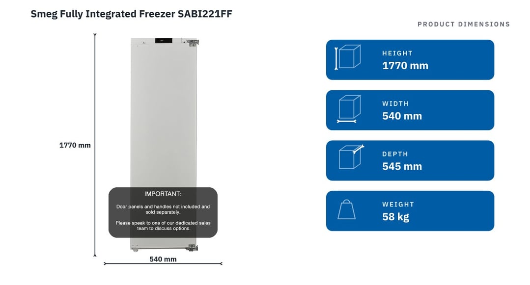 Smeg Fully Integrated Freezer SABI221FF — product dimensions