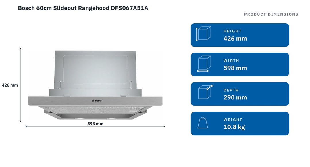 Bosch 60cm Slideout Rangehood DFS067A51A