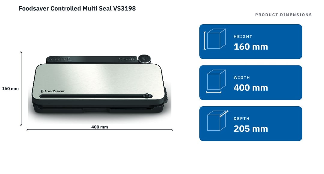 Foodsaver Controlled Multi Seal VS3198 — product dimensions