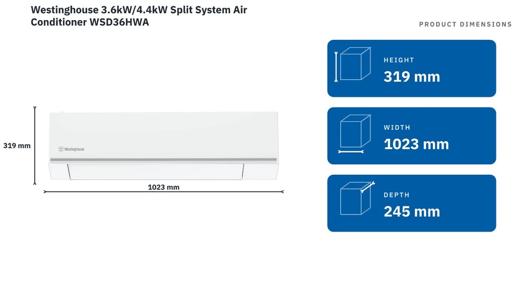 Westinghouse 3.6kW/4.4kW Split System Air Conditioner WSD36HWA