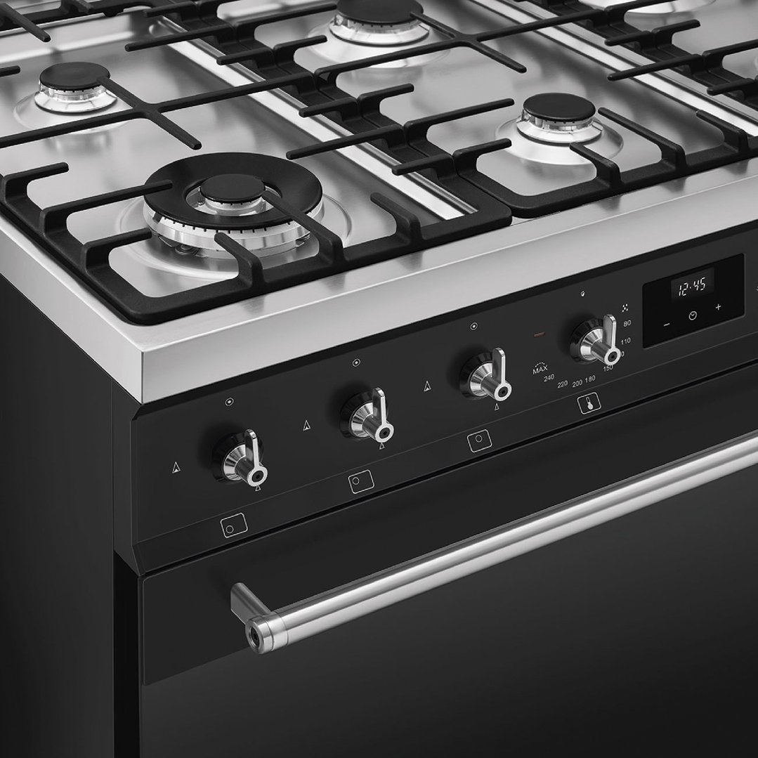 Smeg 90cm 6 Burner Classic Freestanding Dual Fuel Cooker Matte Black CS9GMMBA2