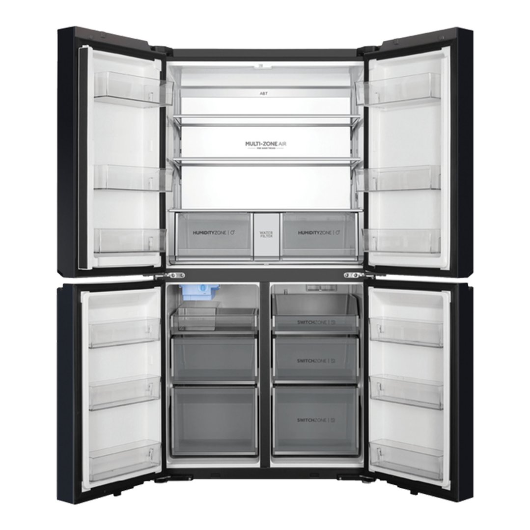 Haier Quad Door Refrigerator Freezer, 91cm, 623L, Ice & Water Black HRF680YPC