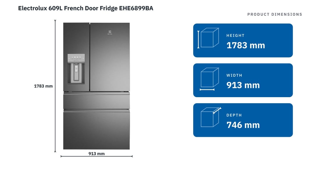 Electrolux 609L French Door Fridge EHE6899BA