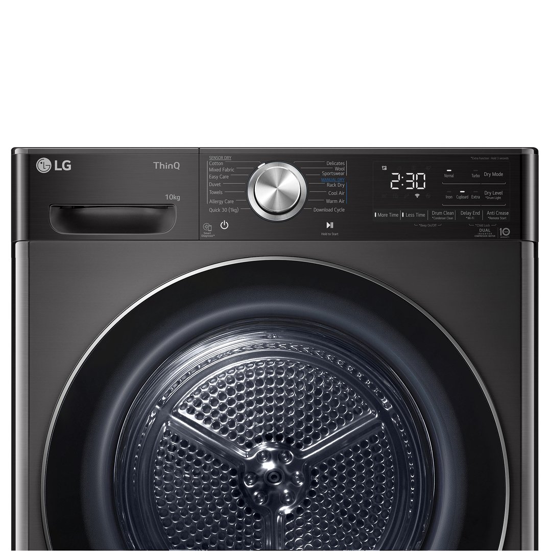 LG 10kg Series 10 Black Steel Heat Pump Dryer DVH10-10B