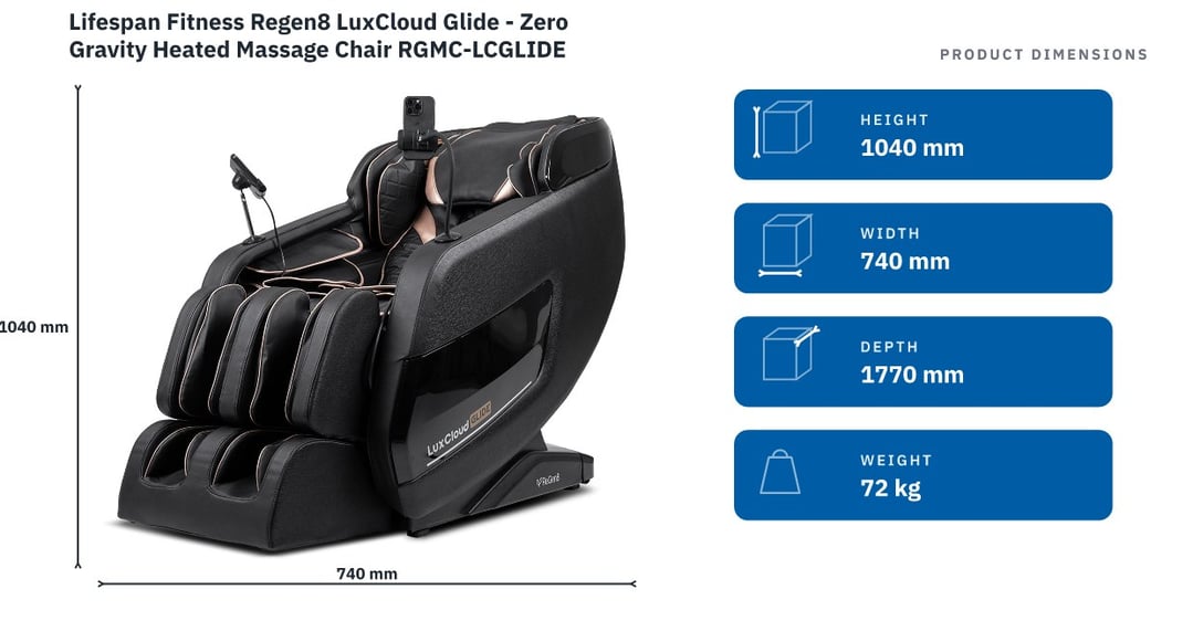 Lifespan Fitness Regen8 LuxCloud Glide - Zero Gravity Heated Massage Chair RGMC-LCGLIDE