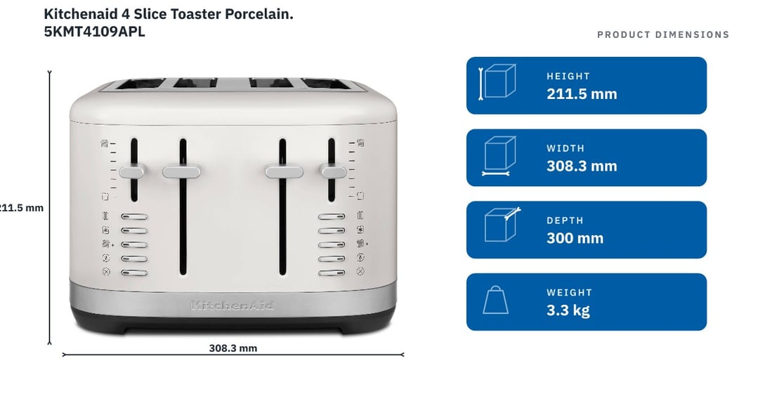 Kitchenaid 4 Slice Toaster Porcelain 5KMT4109APL