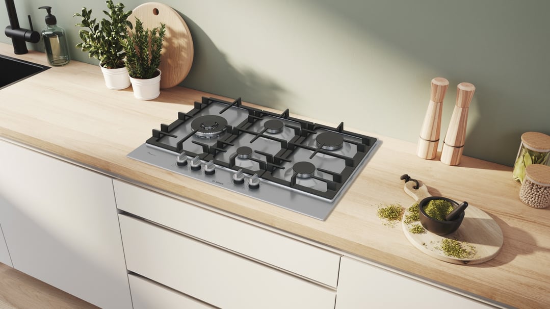 Bosch Series 6 Gas cooktop 75 cm Stainless steel PCS7A5I90A