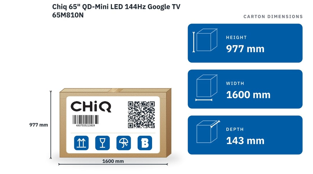 Chiq 65" QD-Mini LED 144Hz Google TV 65M810N