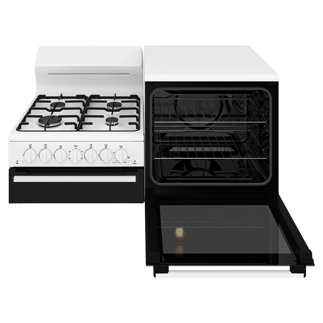 Westinghouse Right-hand Elevated gas freestanding cooker with separate grill, white WDG110WCNG-R