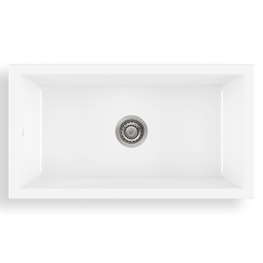 Oliveri Sicily Fireclay Farmhouse Counter Top or Undermount Sink - White SC-WH1980