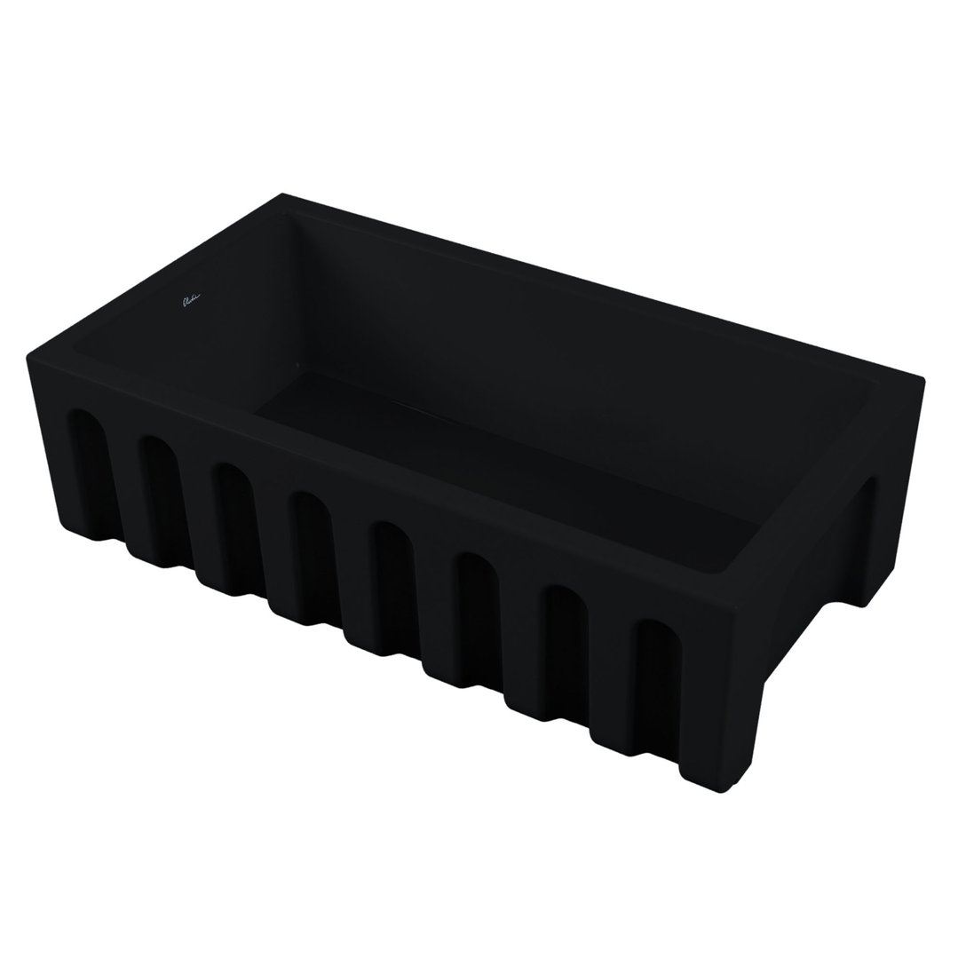 Oliveri Sicily Fireclay Farmhouse Counter Top or Undermount Sink - Matte Black SC-MB1980
