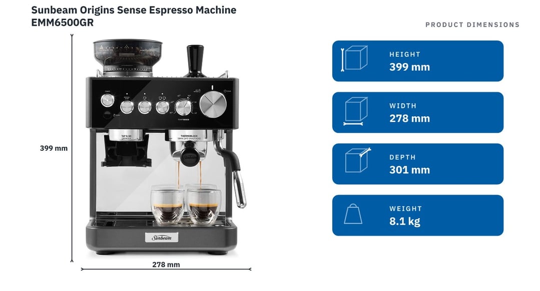 Sunbeam Origins Sense Espresso Machine EMM6500GR
