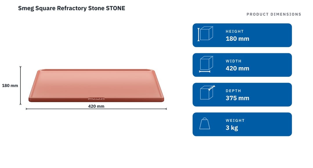Smeg Square Refractory Stone STONE — product dimensions