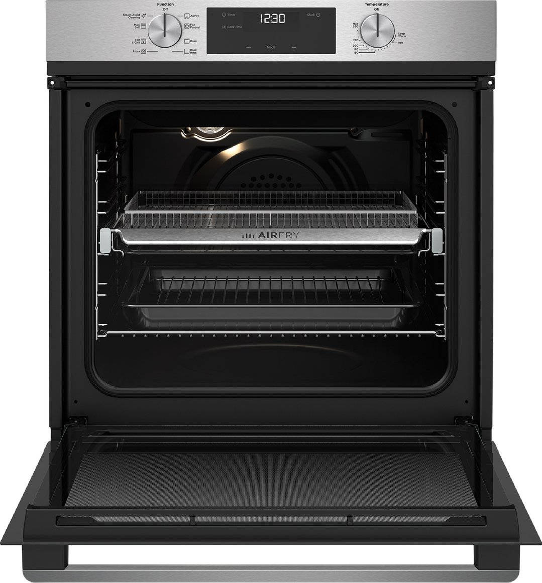Westinghouse 60cm multi-function 8 stainless steel oven with Air Fry, programmable timer, and 80L WVE6516SD