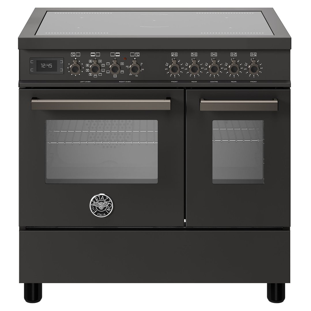 Bertazzoni Pro 900mm Cooker 5 Zone Induction, Electric Double Oven - Carbonio PRO95I2ECAT