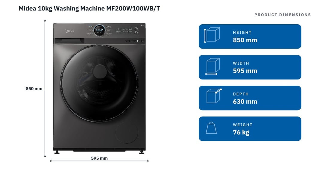 Midea 10kg Washing Machine MF200W100WB/T