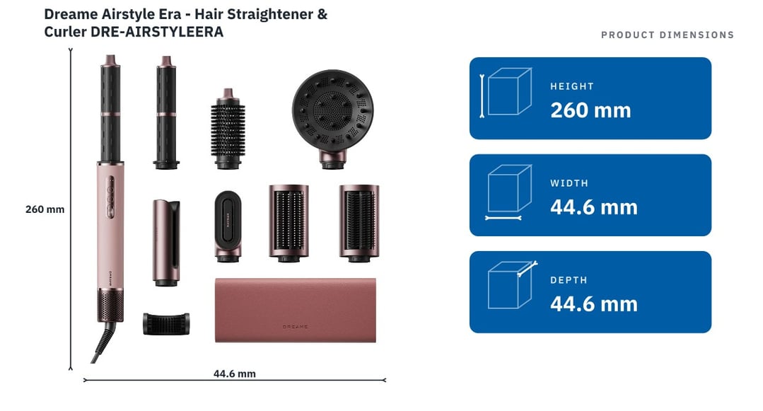 Dreame Airstyle Era - Hair Straightener & Curler DRE-AIRSTYLEERA — product dimensions