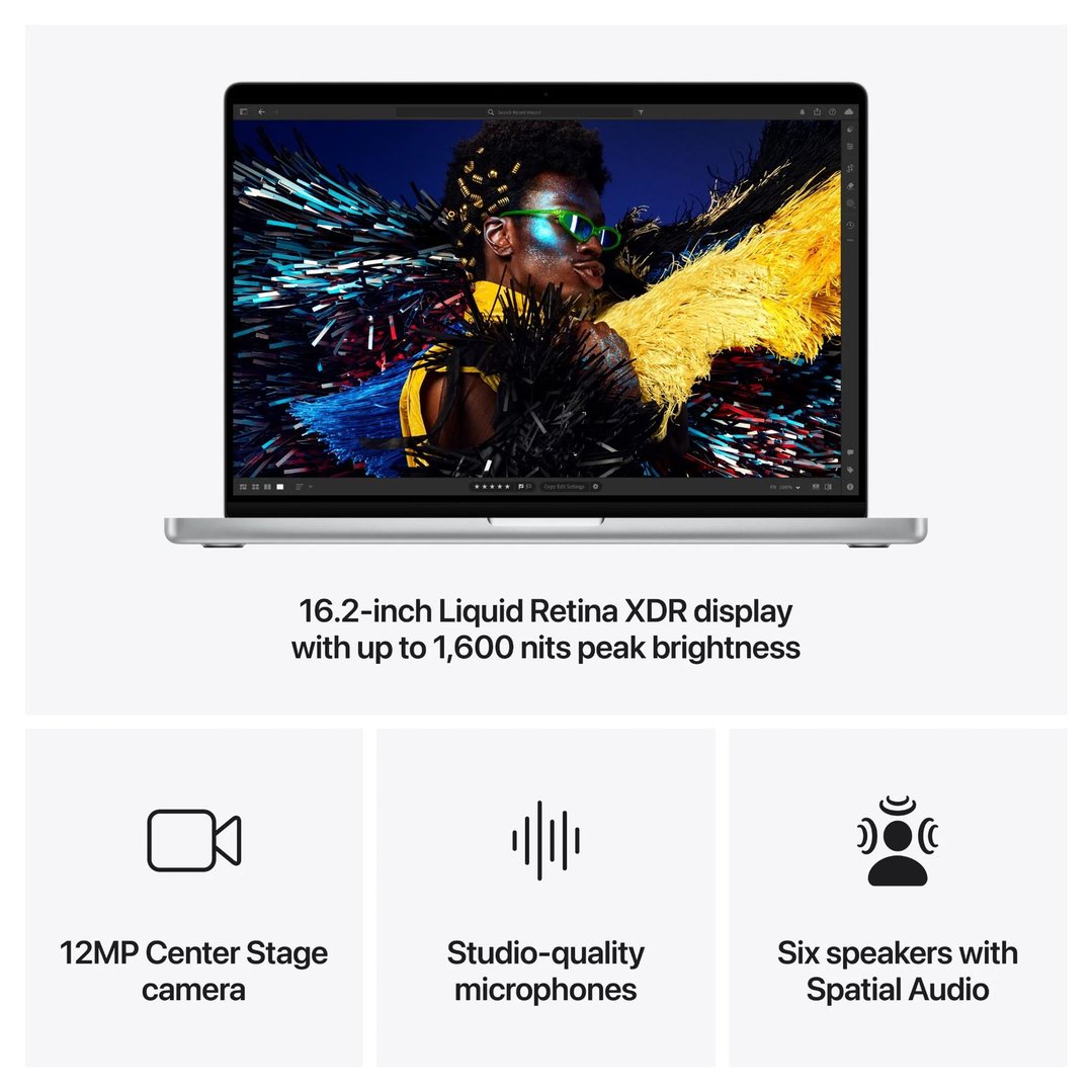 Apple 16" MacBook Pro M4 Pro chip with 14‑core CPU and 20‑core GPU, 24GB, 512GB SSD - Silver MX2T3X/A