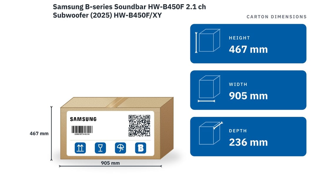 Samsung B-series Soundbar HW-B450F 2.1 ch Subwoofer (2025) HW-B450F/XY