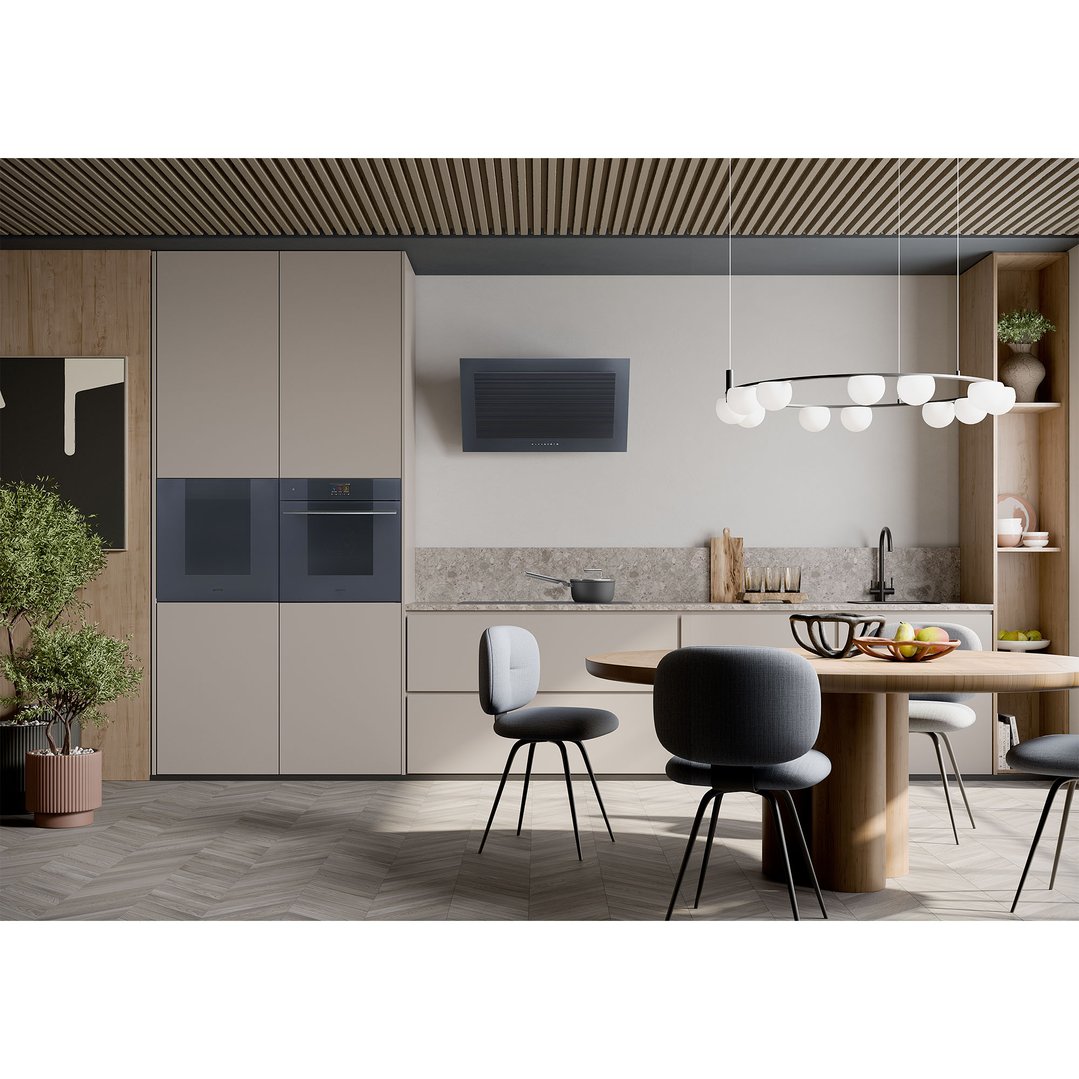 Induction cooktop with AutoVent 2.0 in a modern kitchen with dining area