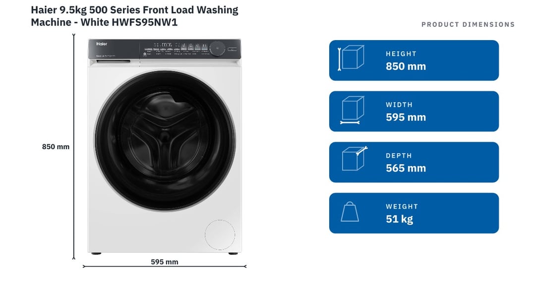 Haier 9.5kg 500 Series Front Load Washing Machine - White HWFS95NW1