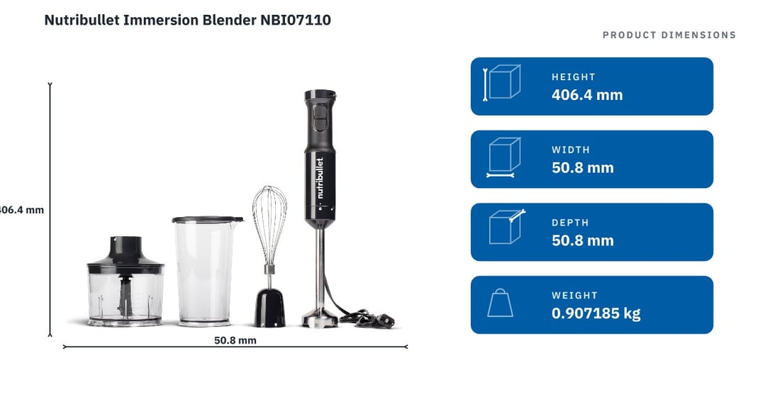 Nutribullet Immersion Blender NBI07110 — product dimensions