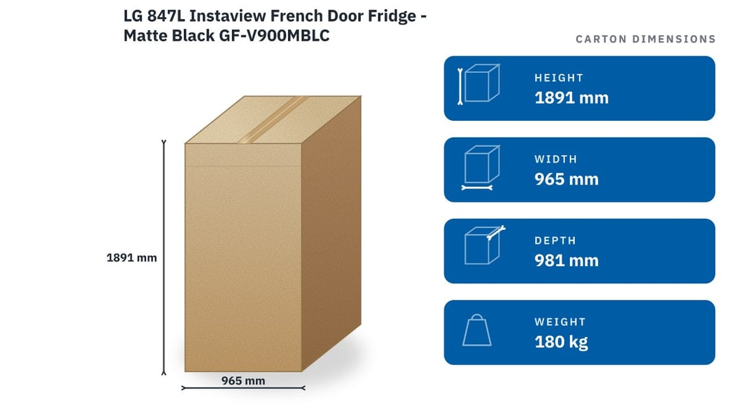 LG 847L Instaview French Door Fridge - Matte Black GF-V900MBLC