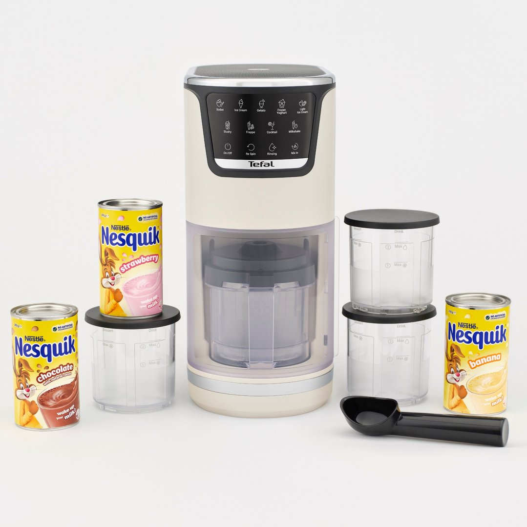 Tefal Dolci Ice Cream Maker Rise with 3 x Nesquik Cans NQ31IG04A