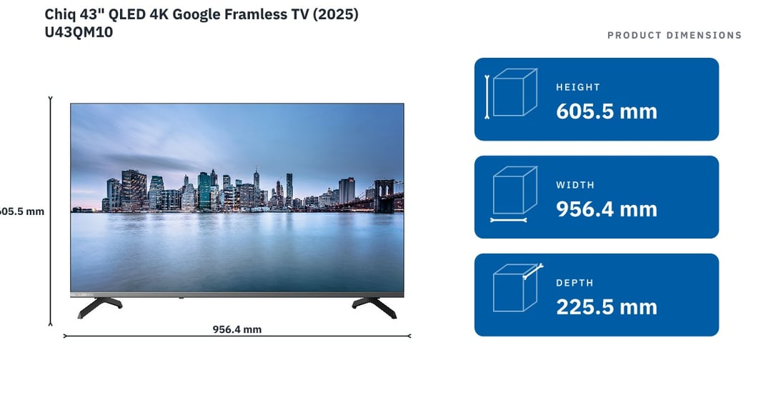 Chiq 43" QLED 4K Google Framless TV (2025) U43QM10