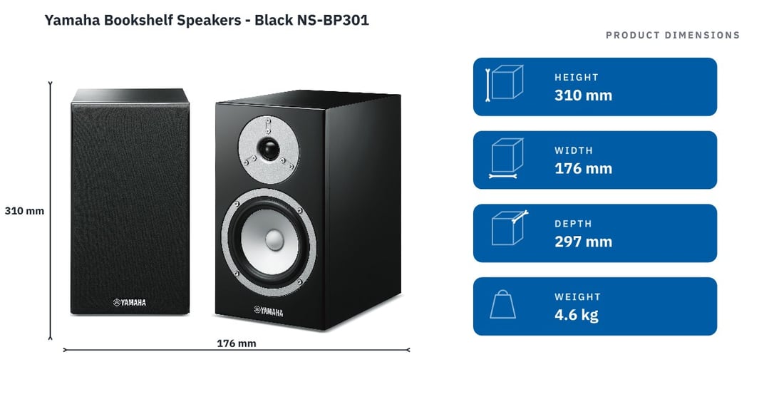 Yamaha Bookshelf Speakers - Black NS-BP301