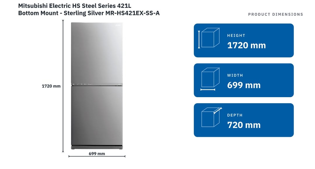 Mitsubishi Electric HS Steel Series 421L Bottom Mount - Sterling Silver MR-HS421EX-SS-A