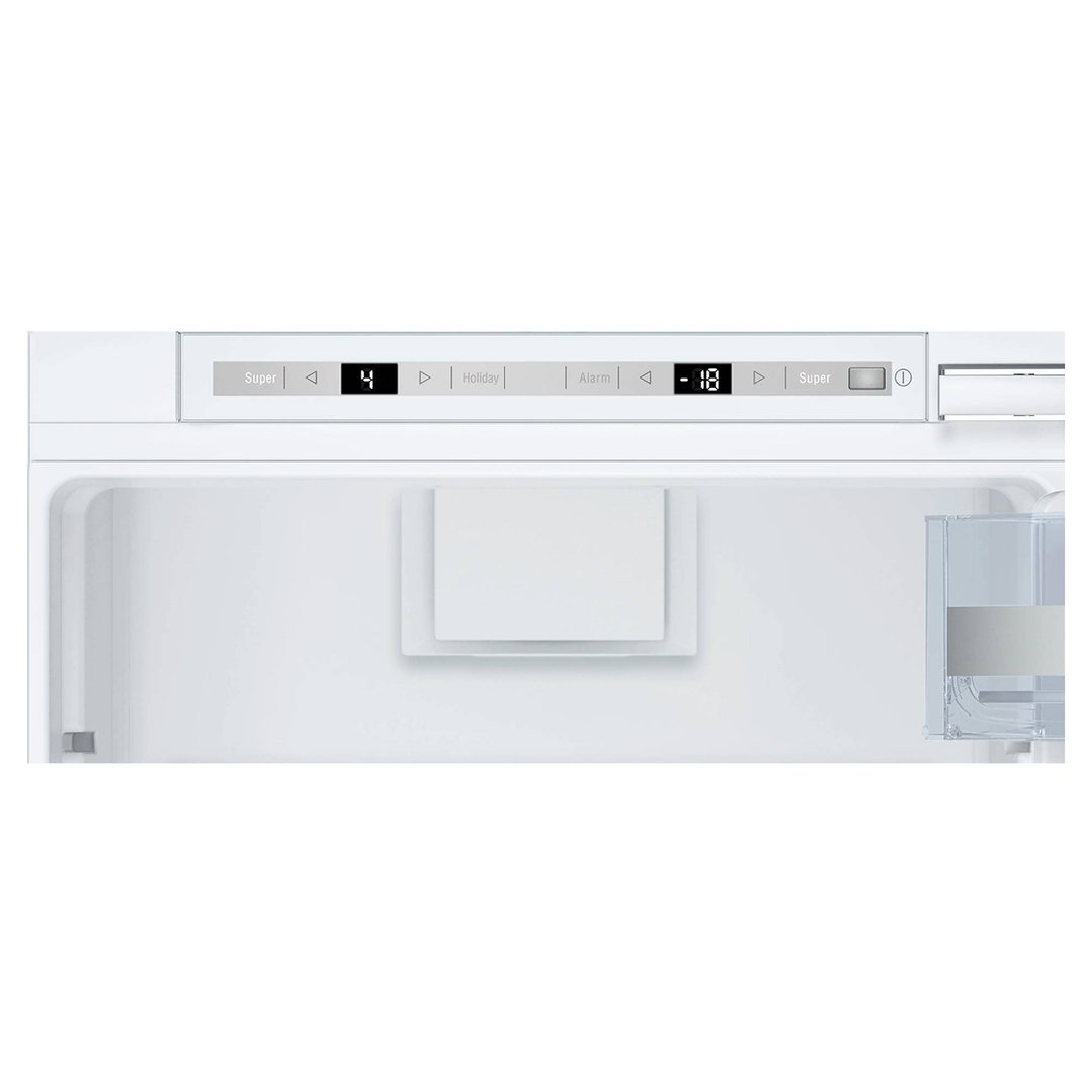 Close up of the fridge's interior with temperature display