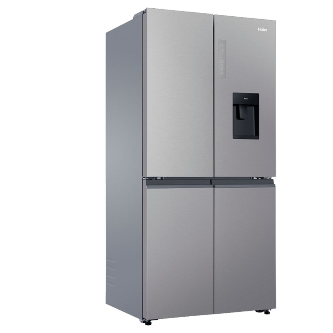 Haier Quad Door Refrigerator Freezer, 83cm, 507L, Ice & Water Satina HRF580YPS