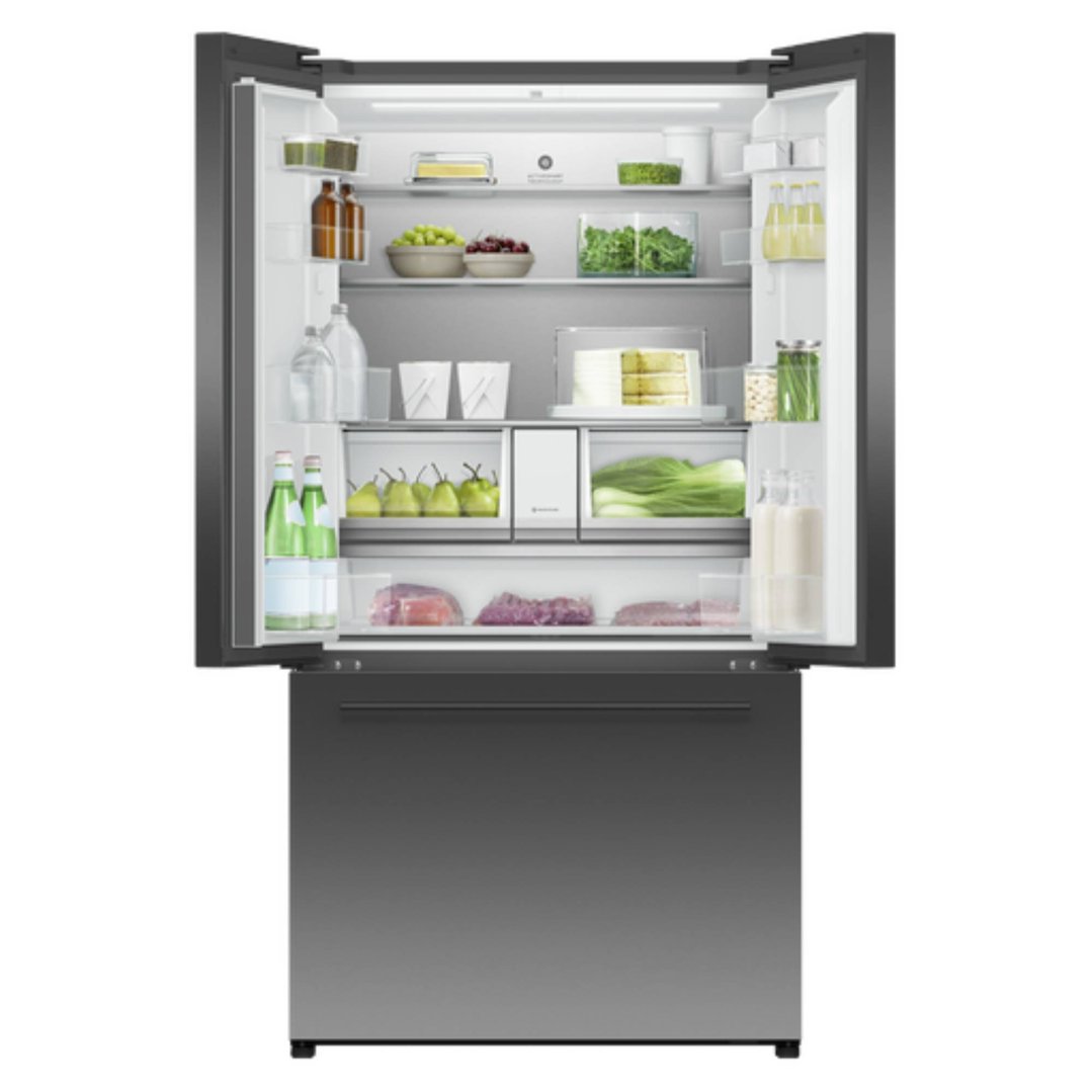 Fisher & Paykel 612L Series 7 French Door Refrigerator Freezer, Ice & Water, Black Stainless Steel RF600ADUB1