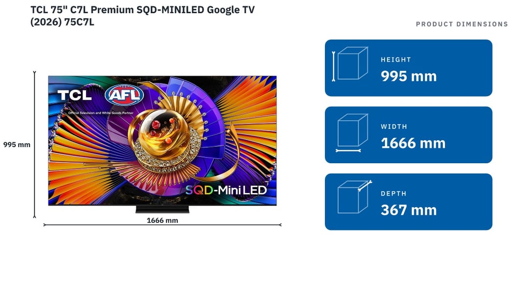 TCL 75" C7L Premium SQD-MINILED Google TV (2026) 75C7L