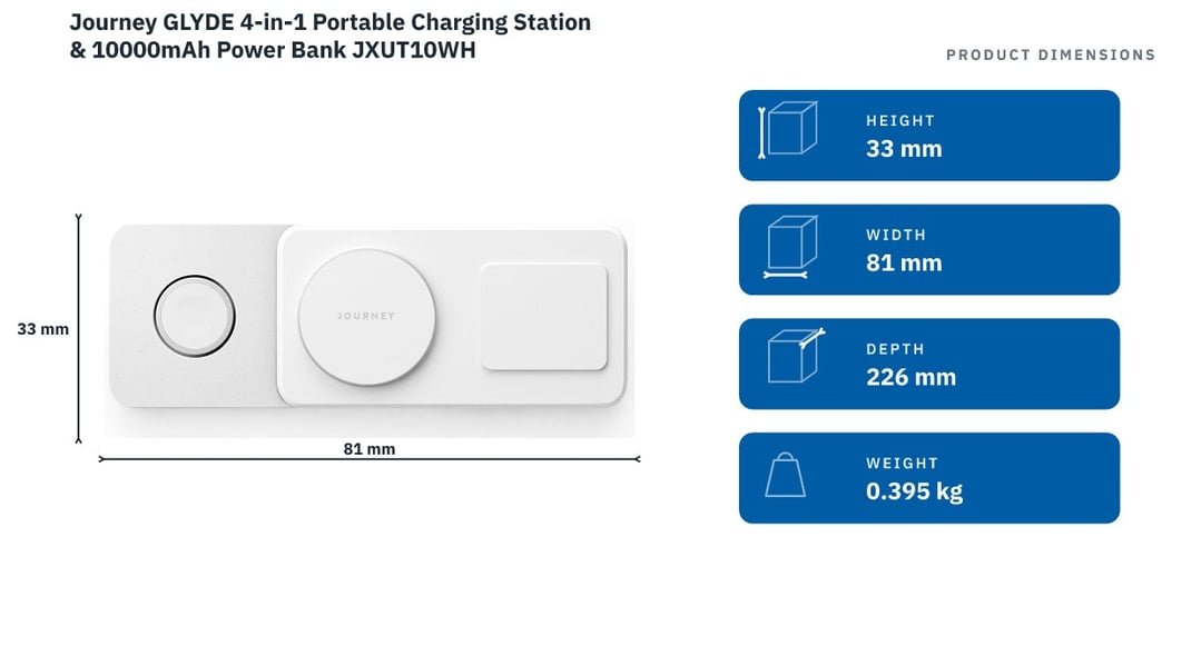 Journey GLYDE 4-in-1 Portable Charging Station & 10000mAh Power Bank JXUT10WH