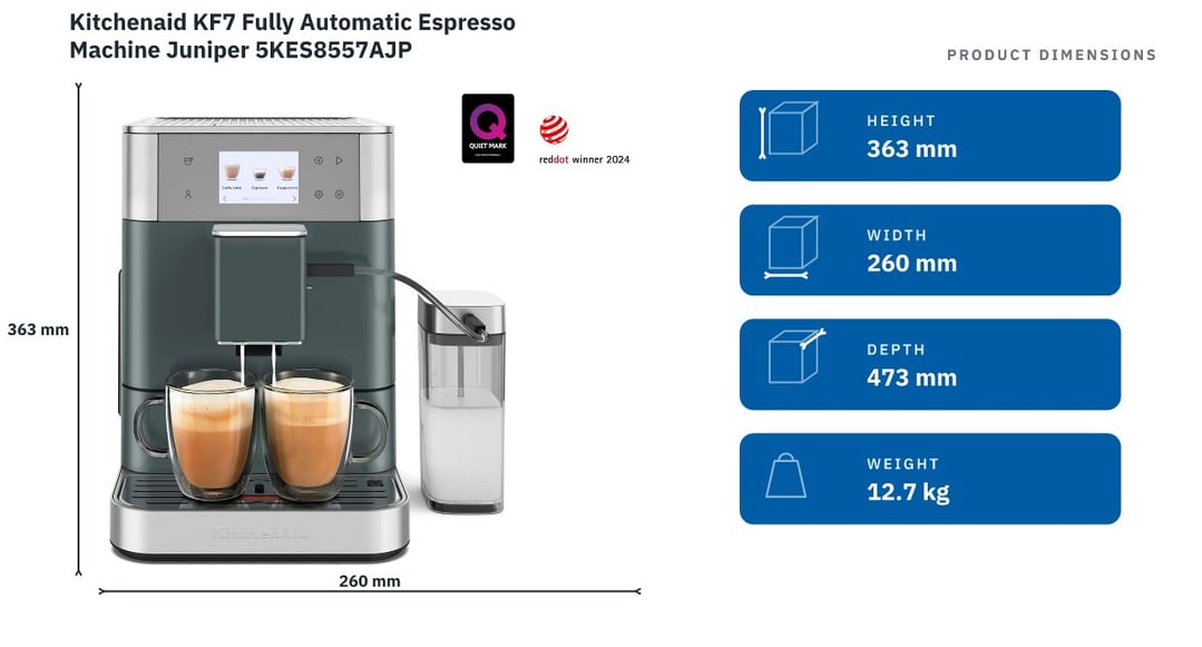 Kitchenaid KF7 Fully Automatic Espresso Machine Juniper 5KES8557AJP