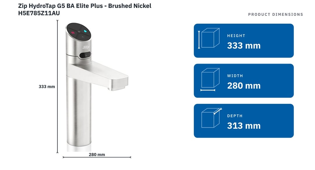 Zip HydroTap G5 BA Elite Plus - Brushed Nickel H5E785Z11AU
