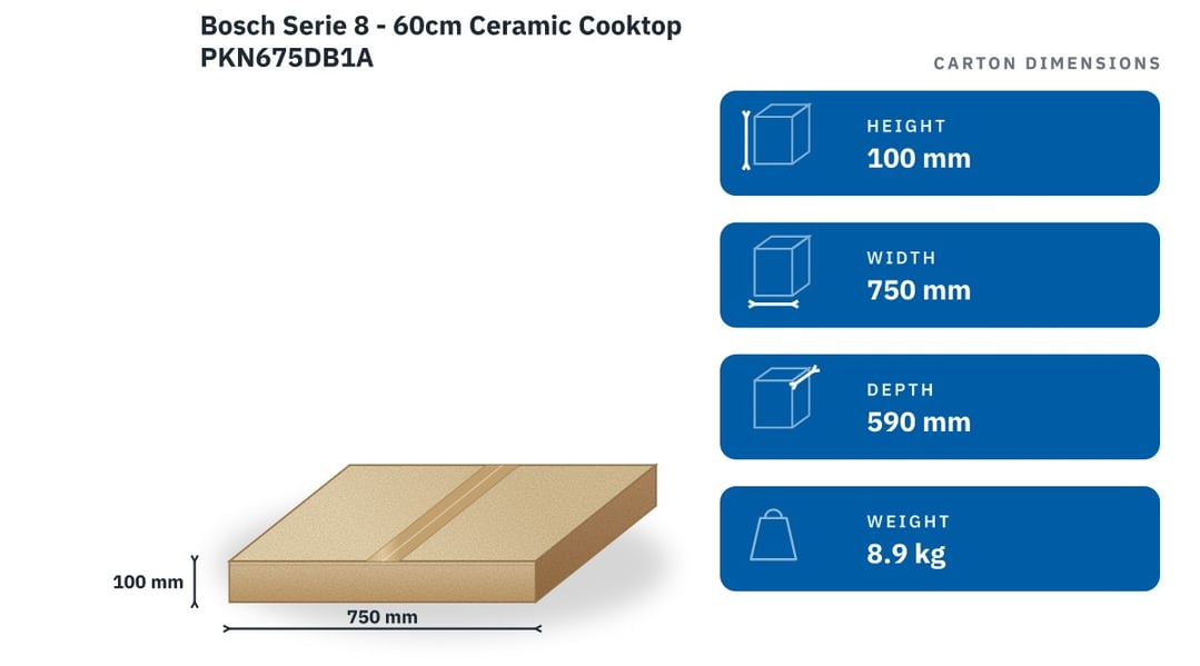 Bosch Serie 8 - 60cm Ceramic Cooktop PKN675DB1A — packaged dimensions