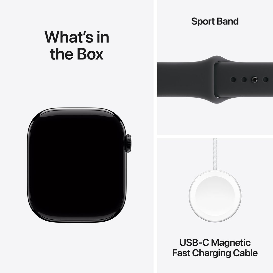 Apple Watch Series 11 46mm Jet Black Aluminium Case GPS + Cellular Sport Band (M/L) MFC44X/A
