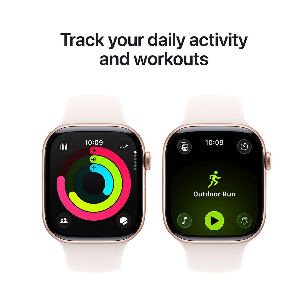 Apple Watch Series 11 46mm Rose Gold Aluminium Case GPS Sport Band (M/L) (Light Blush) MEV74X/A
