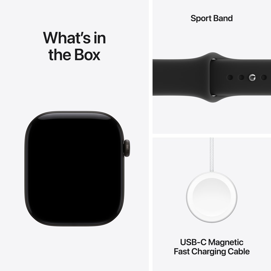 Apple Watch Series 12 GPS + Cellular 46mm Black Aluminum Case with Black Sport Band - S/M MJG84X/A