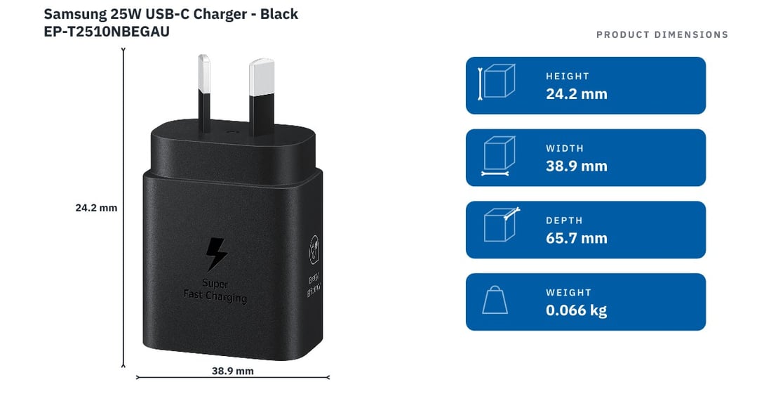 Samsung 25W USB-C Charger - Black EP-T2510NBEGAU