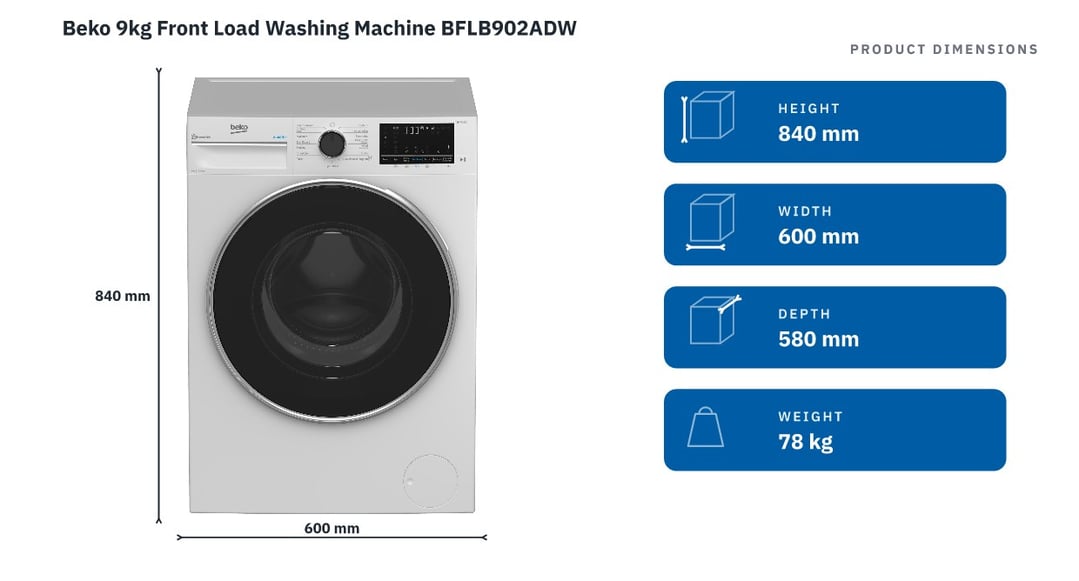 Beko 9kg Front Load Washing Machine BFLB902ADW